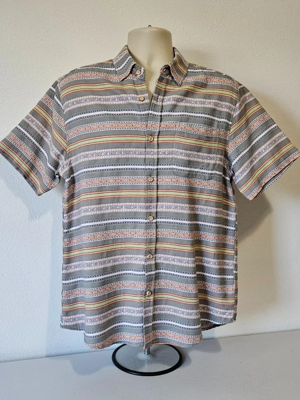 Carbon 2 Cobalt Button Up Short Sleeve Striped Shirt